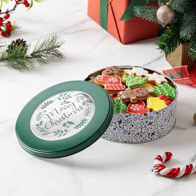 Cook With Color Round Food Storage Tin Holly