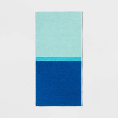 XL 'WOW' Reversible Beach Towel Blue/Teal/Lime - Sun Squad