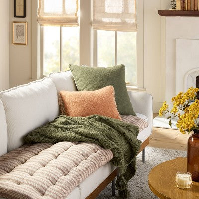50"x60" Cable Knit Throw Blanket Green - Hearth & Hand with Magnolia