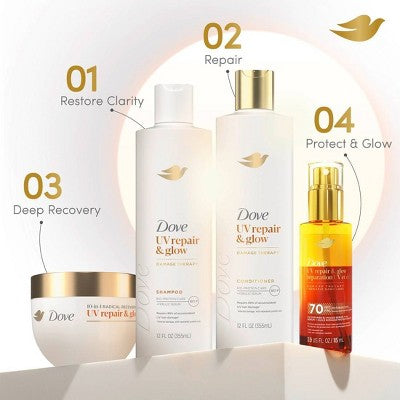 Dove Beauty UV Repair & Glow Shampoo - Damage Therapy - 12 fl oz: Vegan, Gel, Moisturizing, Nourishing