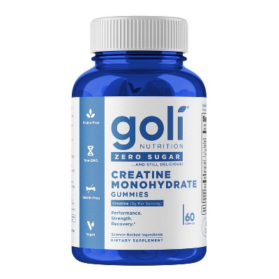 Goli Nutrition Creatine Monohydrate Sugar Free Vegan Dietary Supplement Gummies - 60ct