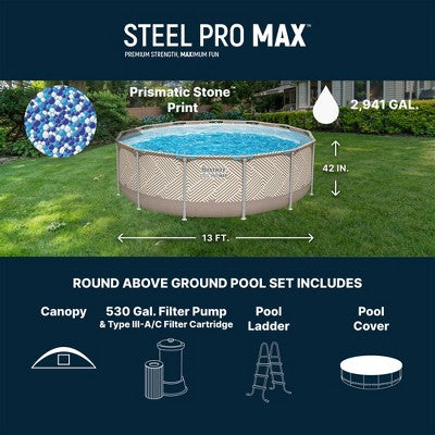 Bestway Steel Pro MAX 13' x 42" Round Above Ground Pool Set with Canopy & Ladder (LOCAL PICKUP ONLY)