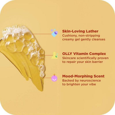 OLLY Bright Mood and Skin Vitamin-Infused Mini Body Wash - Travel Size - Citrus Currant - 3 fl oz: Paraben-Free, Sulfate-Free, Gel Form