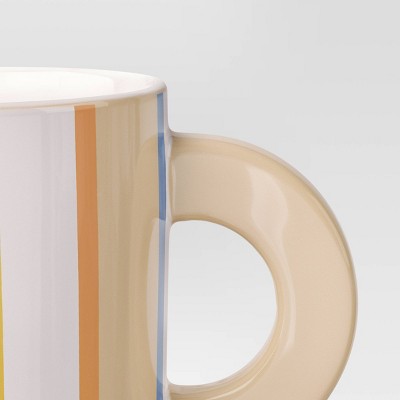 16oz Stoneware Striped Mug Orange - Room Essentials