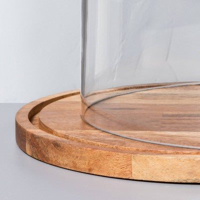 9" Wood & Glass Covered Dessert Storage Brown - Hearth & Hand with Magnolia: Acacia Cake Display Stand, Hand Wash