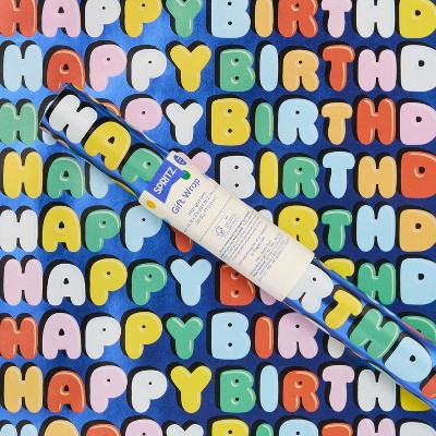 96"x30" 'Happy Birthday' Bubble Letter Gift Wrapping Paper Colorful - Spritz (LOCAL PICKUP ONLY)
