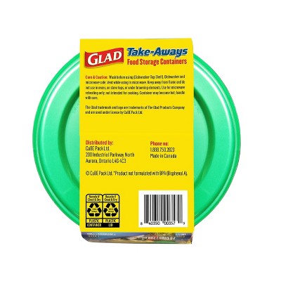 Glad Take-Aways Food Storage Containers, Holiday Wreath, Round - Green - 24oz - 7sets/14pcs