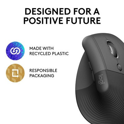 Logitech Lift Bluetooth Mouse - Black: Ergonomic Wireless Computer Accessory