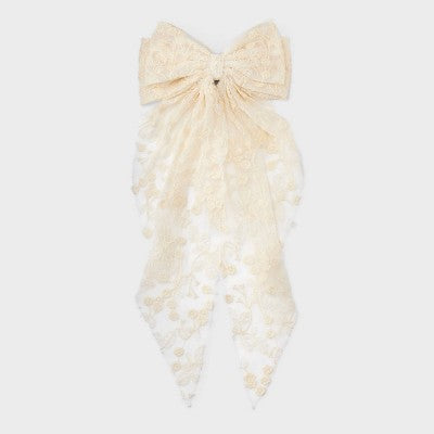 Lace Double Bow Barrette - A New Day Cream