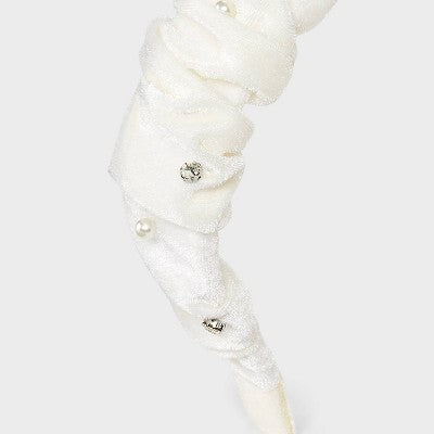 Girls' Ruffled with Beads Headband - Cat & Jack Ivory