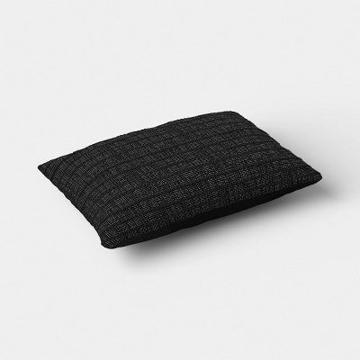14"x20" Solid Textural Woven Lumbar Pillow Black - Threshold