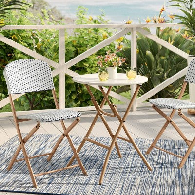 Steel Round French Cafe Outdoor Patio Bistro Table Beige - Threshold (LOCAL PICKUP ONLY)