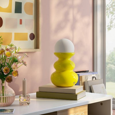 Mini Plastic Table Lamp with Glass Orb Yellow - Room Essentials