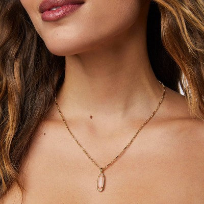 Kendra Scott Eva Quartz Small 14K Gold Over Brass Long Pendant Necklace - Rose Quartz: Lobster Claw Clasp