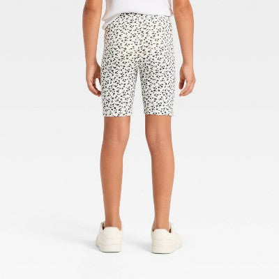 Girls' Ribbed Floral Bike Shorts - Cat & Jack Cream XXL