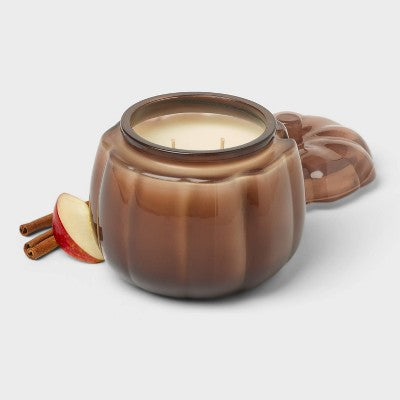 2 Wick Large Glass Fall Pumpkin Candle Warm Cider & Cinnamon Jar - Threshold: Fall