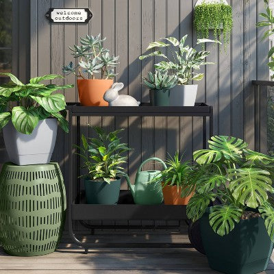 Square Self-Watering Plastic Indoor Outdoor Planter Pot Green 10"x10" - Room Essentials