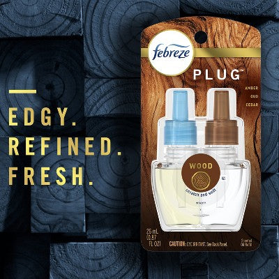 Febreze Origins Fade Defy PLUG Air Freshener & Odor Eliminator, Ocean, (2) .87 fl. oz. Oil Refills