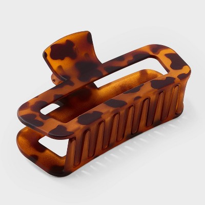 Open Rectangle Jumbo Claw Hair Clip - Universal Thread Brown: Tortoise Print, Fashion Accessory