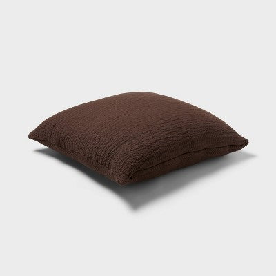 24"x24" Euro Matelasse Decorative Pillow Brown - Threshold (LOCAL PICKUP ONLY)