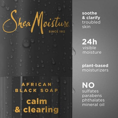 SheaMoisture Body Wash Calm & Clearing - African Black Soap with Aloe & Vitamin E - 18 fl oz