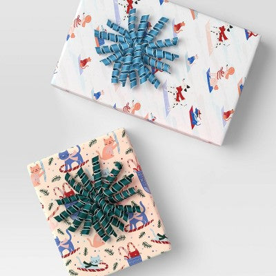 2ct Christmas Holiday Cheer Premium Curl Swirl Green/Blue - Wondershop