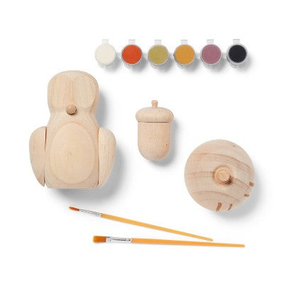 3ct PYO Wood Turned Figurines - Mondo Llama: Halloween Craft Kit, Includes Paint Brushes & Acrylic Paints, Adult Activity