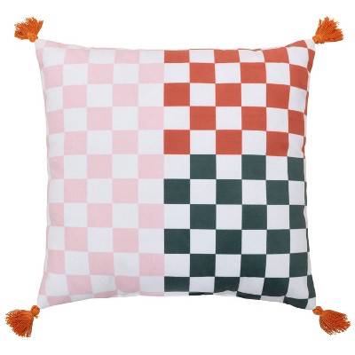 Reversible Embroidered Throw Pillow Checkered - Bullseye's Playground