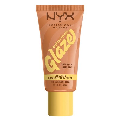 NYX Professional Makeup Buttermelt Glaze Skin Tint with SPF 30 - Cashew Butta - 1.01 fl oz: Contains Shea Butter, Light Coverage, For Face, Cream Form