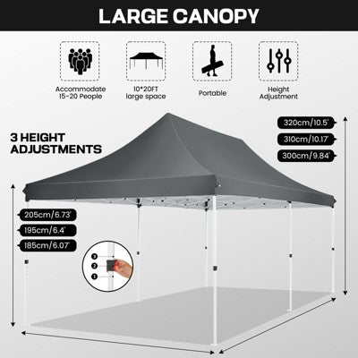 Cobizi 10x20ft Pop Up Canopy Tent with 6 Removable Sidewalls (LOCAL PICKUP ONLY)