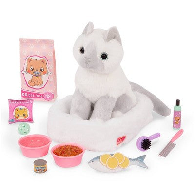 Our Generation Feline Fabulous Pet Bed & Play Food Accessory Set for 18" Dolls