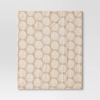 Pumpkin Printed Plush Throw Blanket with Faux Shearling Reverse Ivory - Threshold