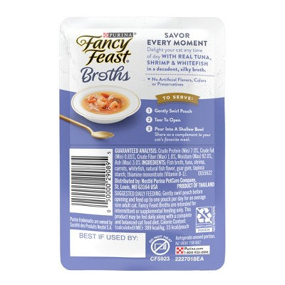 Purina Fancy Feast Lickable Broths Classic Wet Cat Food with Tuna, Fish and Shrimp Flavor - 1.4oz