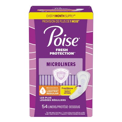 Poise Daily Incontinence Microliners - Lightest Absorbency - 1 Drop - Regular - 54ct