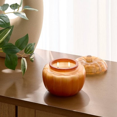 2 Wick Medium Glass Fall Pumpkin Candle Pumpkin Spiced Cupcakes Jar - Threshold: Fall
