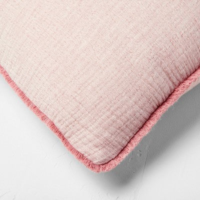 Euro 26''x26'' Textured Chambray Cotton Decorative Throw Pillow Rose - Casaluna: Indoor Square Pillow, OEKO-TEX Certified (LOCAL PICKUP ONLY)