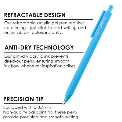 Grabie 12ct Retractable Colorflow Acrylic Gel Pens