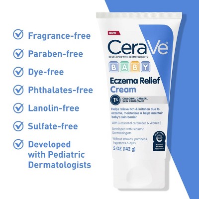 CeraVe Baby Eczema Cream - 5oz: Moisturizing, Hypoallergenic, Contains Hyaluronic Acid, Steroid-Free