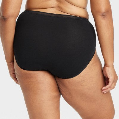 Women's 6pk Cotton Stretch Briefs Underwear - Auden Assorted Neutral 2X: High Rise, Pull-On, Midweight, Knit Jersey, Plus Size