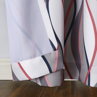 48"x63" No. 918 Semi-Sheer Intersect Ogee Wave Print Grommet Curtain Panel Nickel: Room Darkening Polyester Panel
