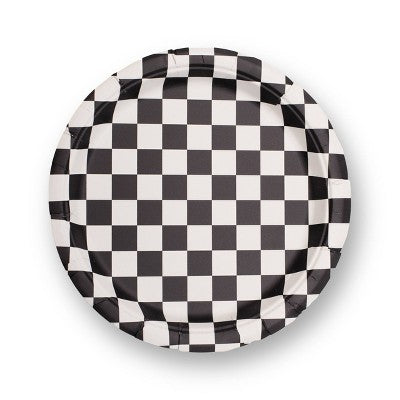 20ct 9.8" Checker Dinner Paper Plates Black/White