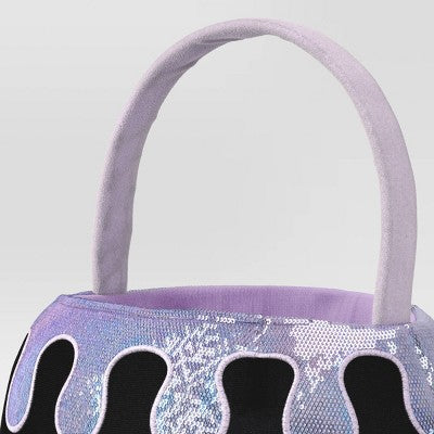 Halloween Round Cauldron Polyester Trick or Treat Decorative Bling Basket Purple - Hyde and EEK! Boutique