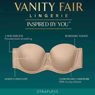 Vanity Fair Lingerie Women's Smoothing Underwire Strapless Bra Inspired By You 38DD