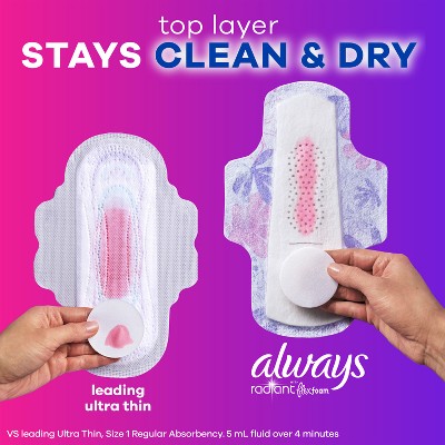 Always Radiant Extra Heavy Flow Pads with Wings - Light Clean Scent - Size 3 - 40ct