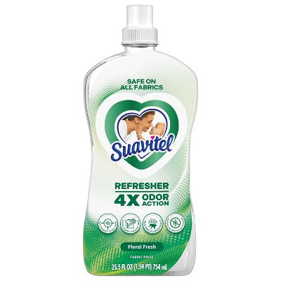 Suavitel Refresher Fabric Rinse, 4X Odor Action, Floral Fresh Scent - 25.5 fl oz: Paraben-Free, Bleach-Free, Phosphate-Free, Liquid Laundry Additive