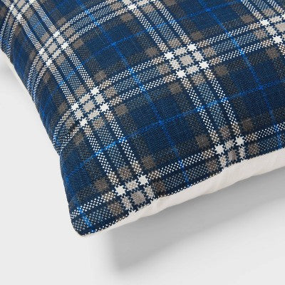 Decorative Throw Pillow Square Plaid Navy Blue - Room Essentials
