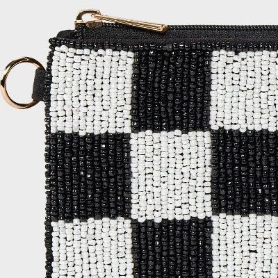 Checker Beaded Pouch - Universal Thread Black/White