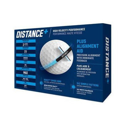 TaylorMade Distance Plus Golf Balls 12pk - White: Rubber Core, Ionomer Shell