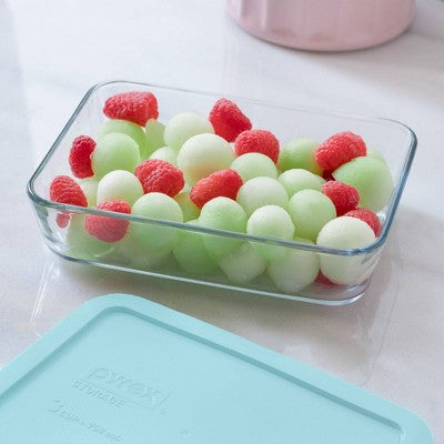 Pyrex 4pc 3c Rectangular Food Storage Container Set Ocean Mist