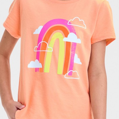 Girls' Rainbow Graphic T-Shirt - Cat & Jack Peach Orange M
